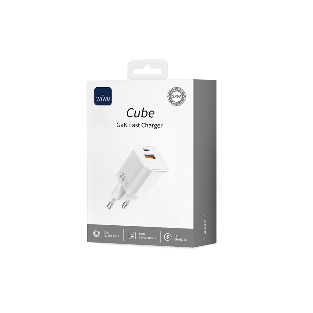 Wiwu 33W Cube A+C GaN Fast Charger EU Wi-G017 white