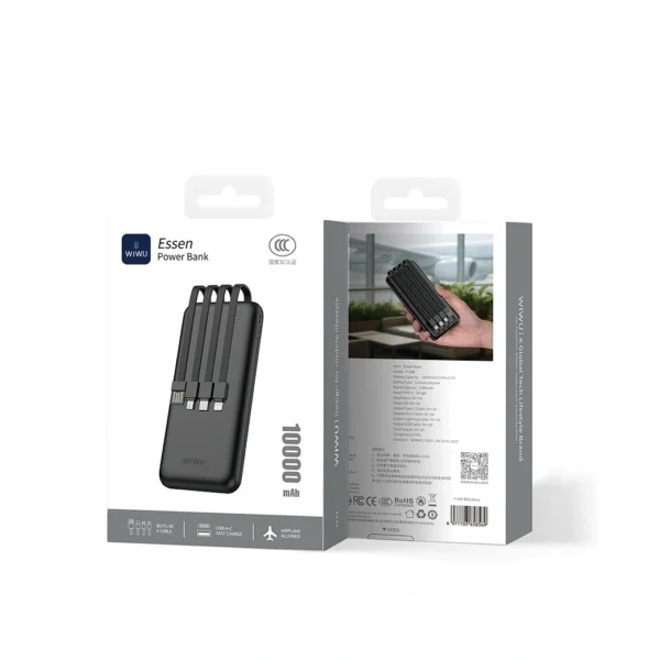 Wiwu Essen Power Bank 10000mAh P-08B 1A1C (3C) Black