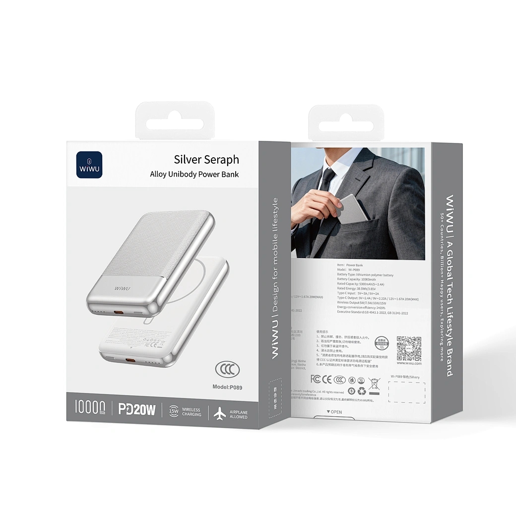 Wiwu Silver Seraph Alloy Unibody Power Bank Wi-P089 silver