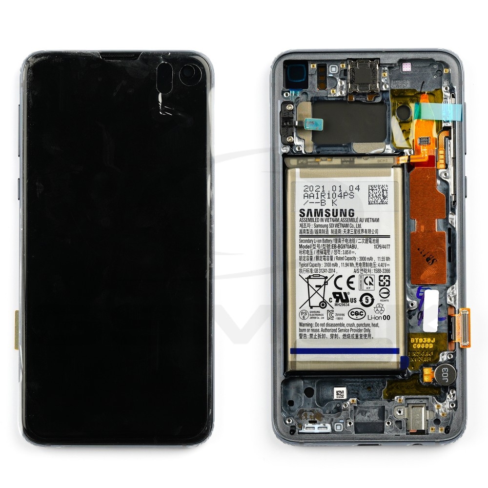 LCD SAMSUNG S10E / G970 BLACK WITH FRAME ORIGINAL (SERVICE PACK)