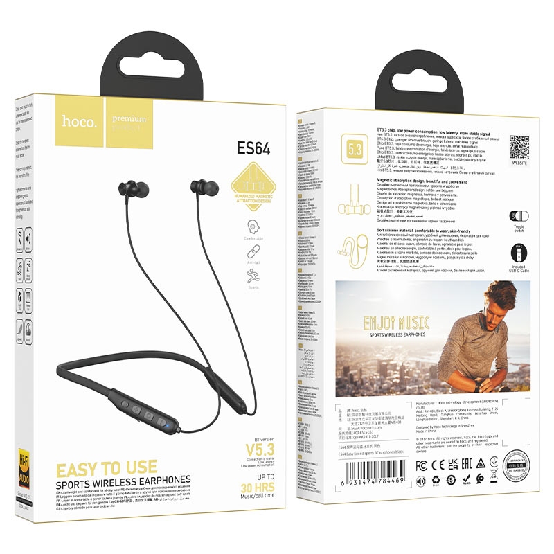 Hoco ES64 Easy Sound sports BT earphones black