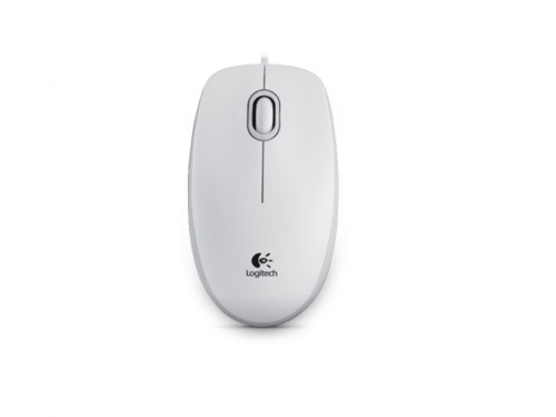 'Mouse Logitech B100 OEM, Optical, 800 dpi, 3 buttons, Ambidextrous, White, USB.