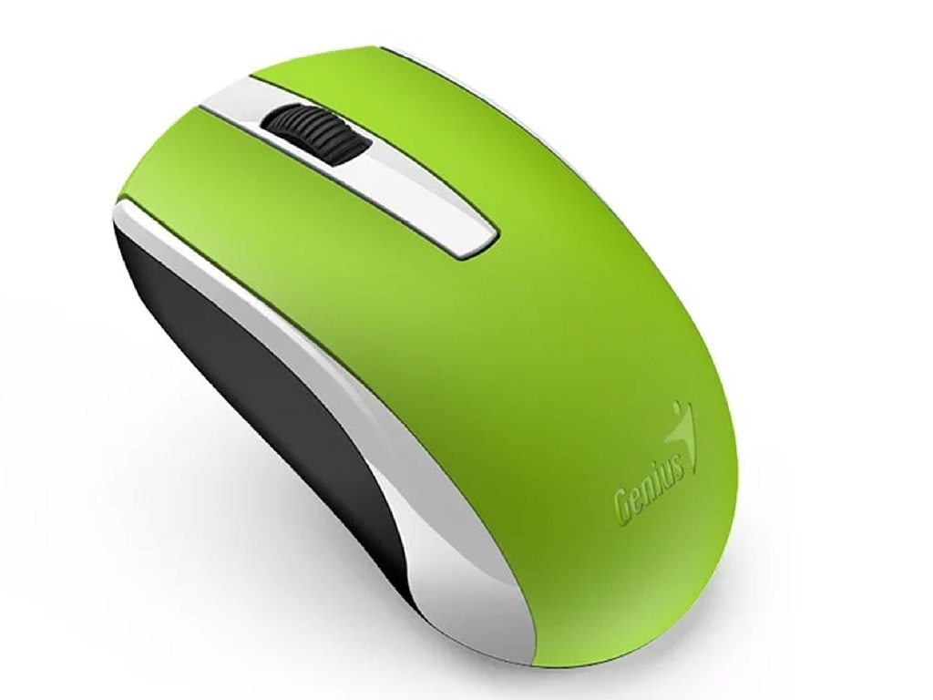Wireless Mouse Genius ECO-8100, Optical, 800-1600 dpi, 3 buttons, Ambidextrous, Rechar., Green