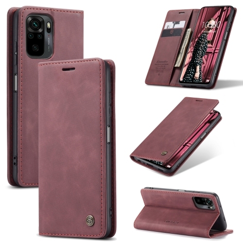 Xiaomi Redmi Note 10 / Note 10s Me 013 Multifunctional Horizontal Carte Piele (Wine Red)