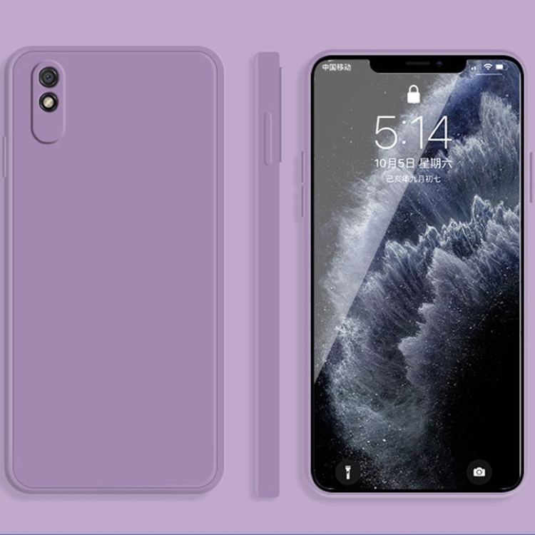 Husa p/u Xiaomi Redmi 9A Solid Color Imitation Liquid Silicone Straight Edge (Purple)