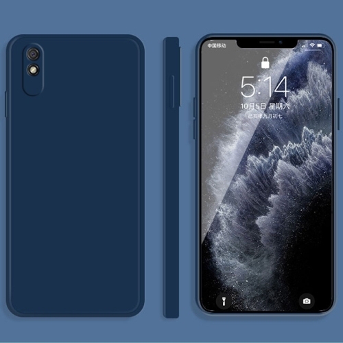 Husa Extra Xiaomi Redmi 9A Solid Color  Silicone Straight Edge Dropproof (Blue)