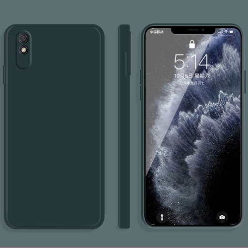 Husa Extra Xiaomi Redmi 9A Solid Color  Silicone Straight Edge Dropproof (Dark Green)