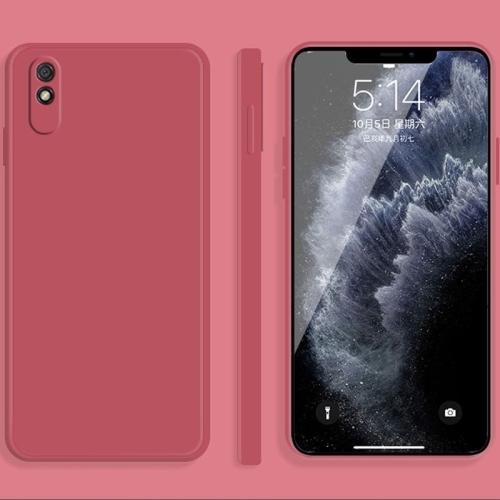 Husa Extra Xiaomi Redmi 9A Solid Color  Silicone Straight Edge Dropproof (Red)