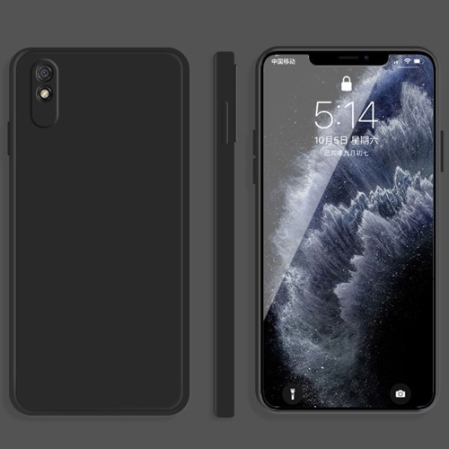 Husa Extra Xiaomi Redmi 9A Solid Color  Silicone Straight Edge Dropproof (Black)