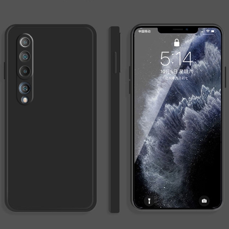 Husa p/u Xiaomi Mi 10 Solid Color Imitation Liquid Silicone (Black)