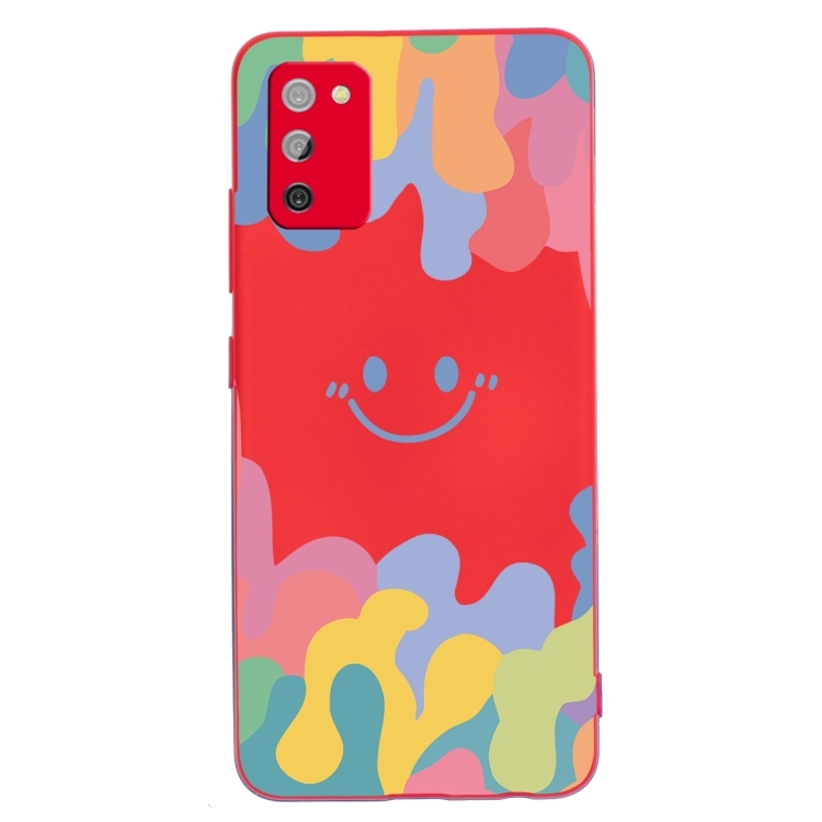 Husa p/u Samsung A02s EU Version Painted Smiley Face Pattern Liquid Silicone Shockproof (Red)