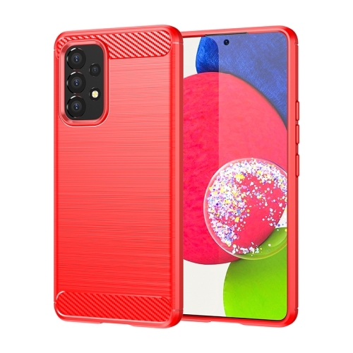 Samsung A53 5G Brushed Texture Carbon Fiber TPU Husa (Red)