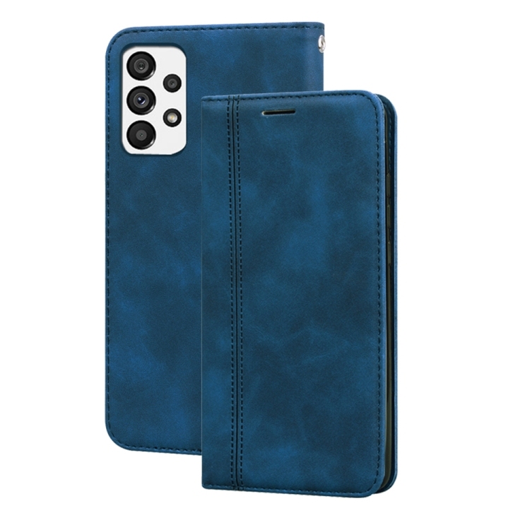 Husa p/u Samsung A13 4G Frosted Business Magnetic Carte Piele Phone Case (Blue)
