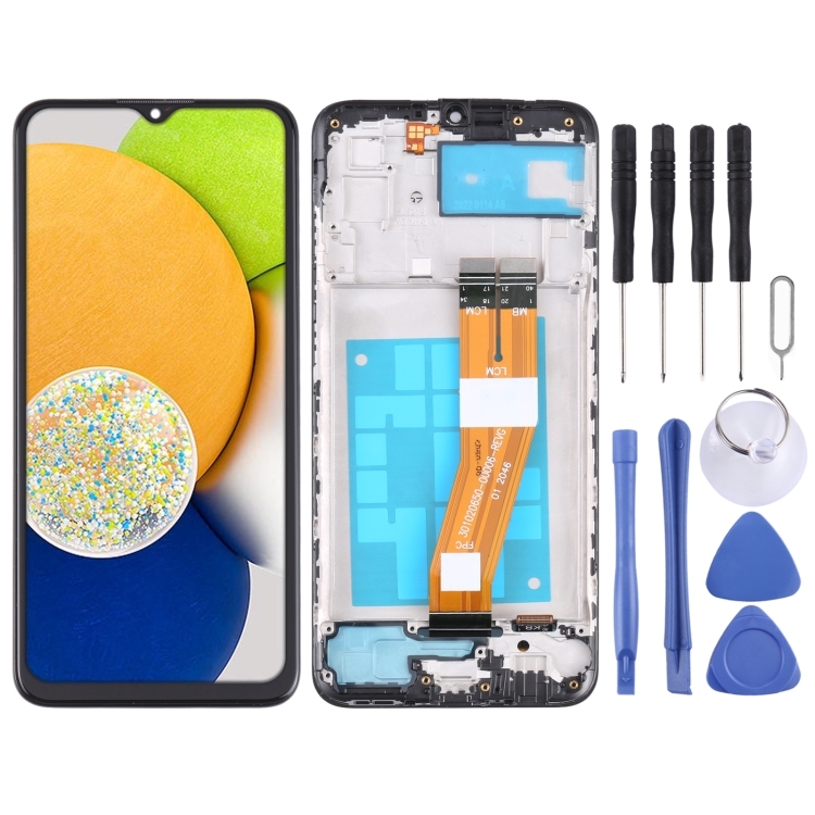 LCD SAMSUNG A03 / A035F BLACK WITH FRAME AAA