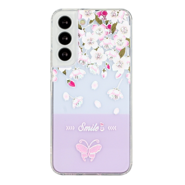 Husa p/u Samsung Galaxy S22+ 5G Bronzing Butterfly Flower Phone (Peach Blossoms)