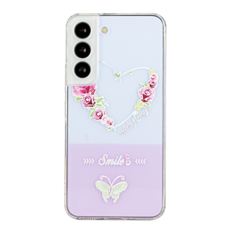 Husa p/u Samsung Galaxy S22+ 5G Bronzing Butterfly Flower Phone (Rose Heart)