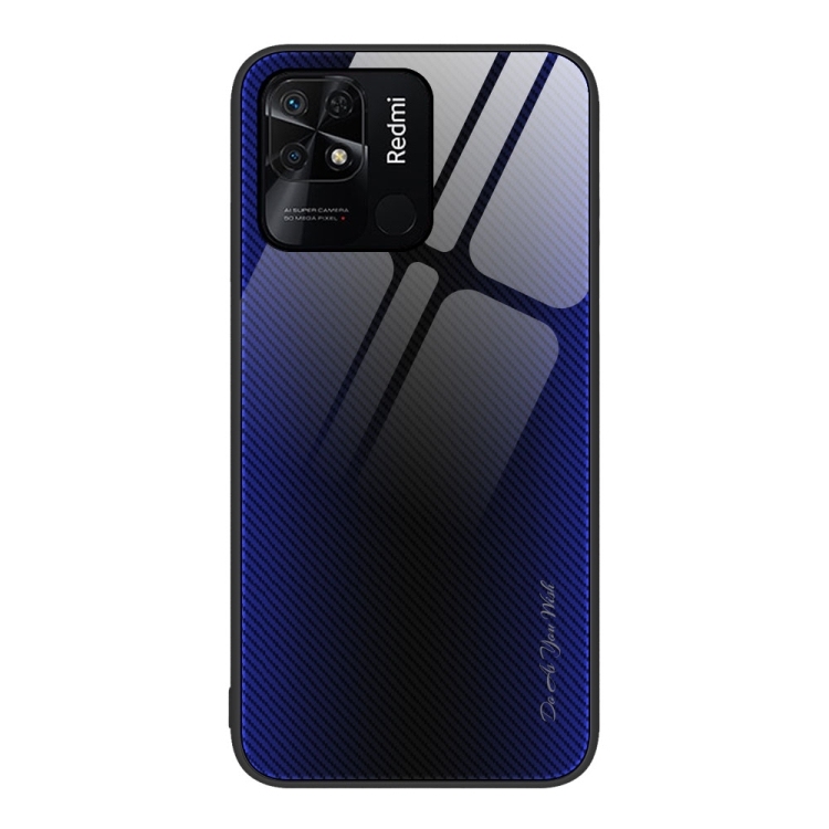 Husa p/u Xiaomi Redmi 10C Texture Gradient Glass TPU (Dark Blue)