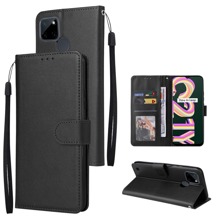 Husa p/u Realme C21Y / C25Y Multifunctional Horizontal Carte Piele Case with Three Card Slot ( Black