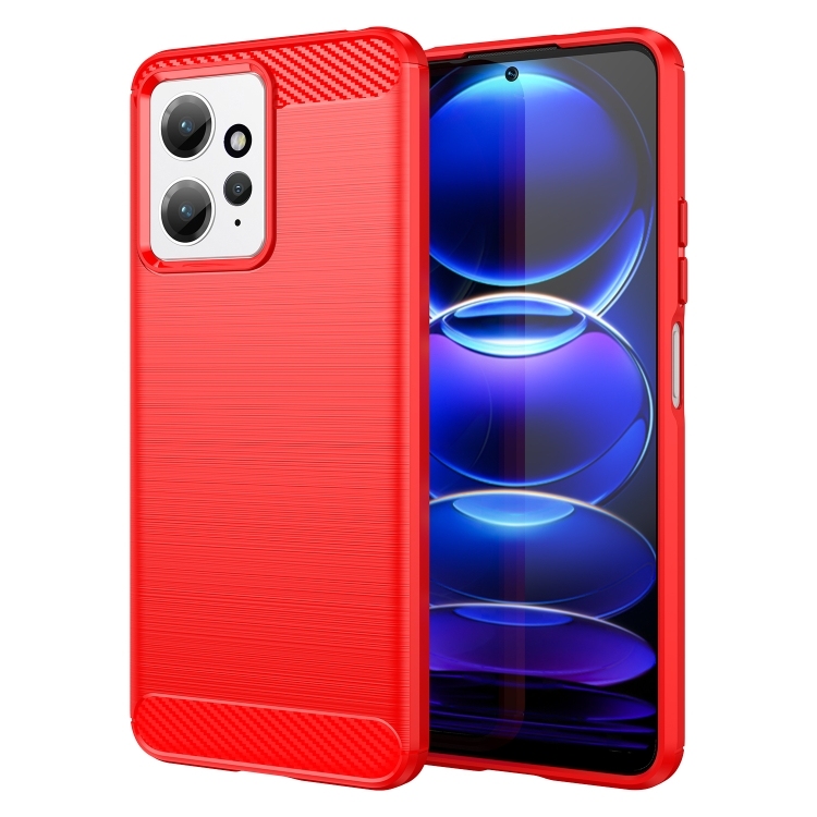 Husa p/u Xiaomi Redmi Note 12 4G Global Brushed Texture Carbon Fiber Phone (Red)