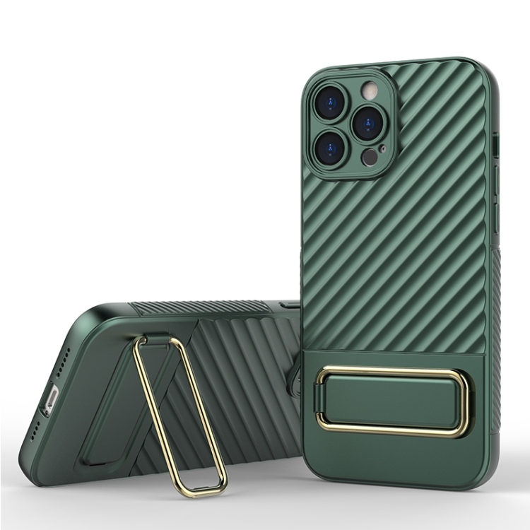 iPhone 13 Pro Max Wavy Textured Magsafe Magnetic Husa with Lens Film (Green)