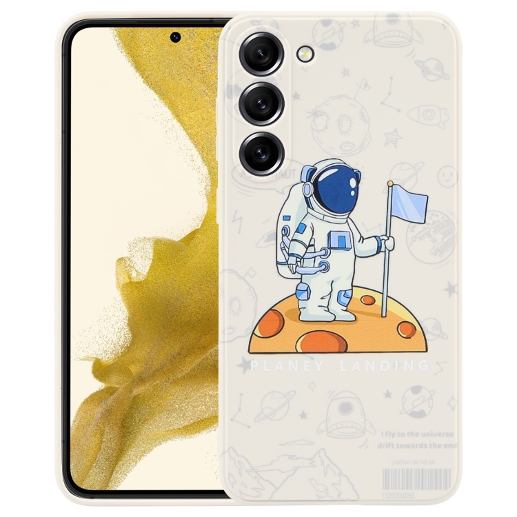 Husa p/u Samsung A23 4G Astronaut Pattern Silicone Straight Edge Phone Case ( Planet Landing-White)