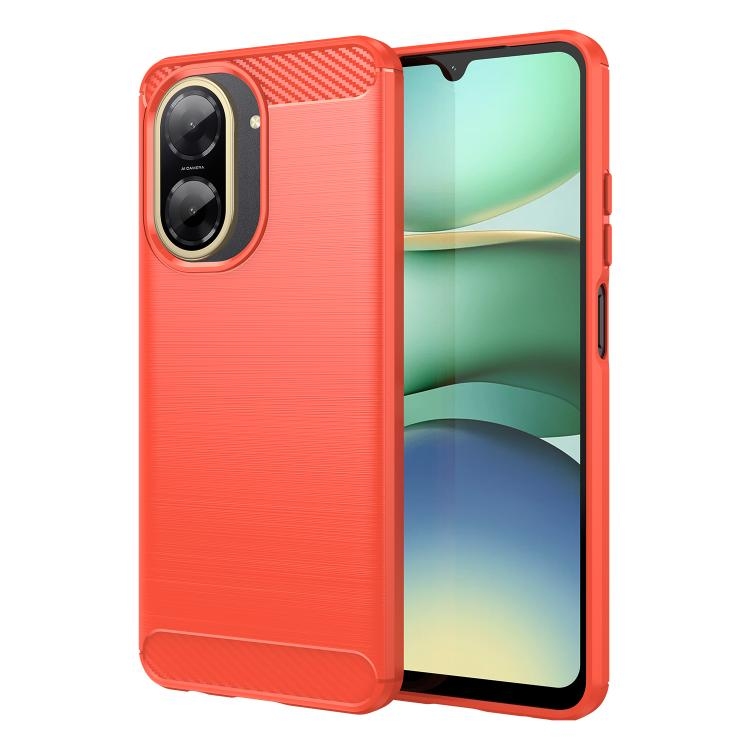 Redmi A5 4G 171.7mm / Poco C71 Carbon Fiber Brushed Texture TPU Phone Husa (Red)