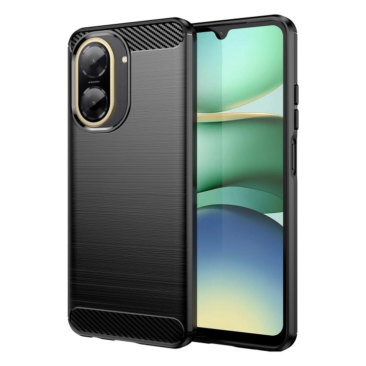 Redmi A5 4G 171.7mm / Poco C71 Carbon Fiber Brushed Texture TPU Phone Husa (Black)