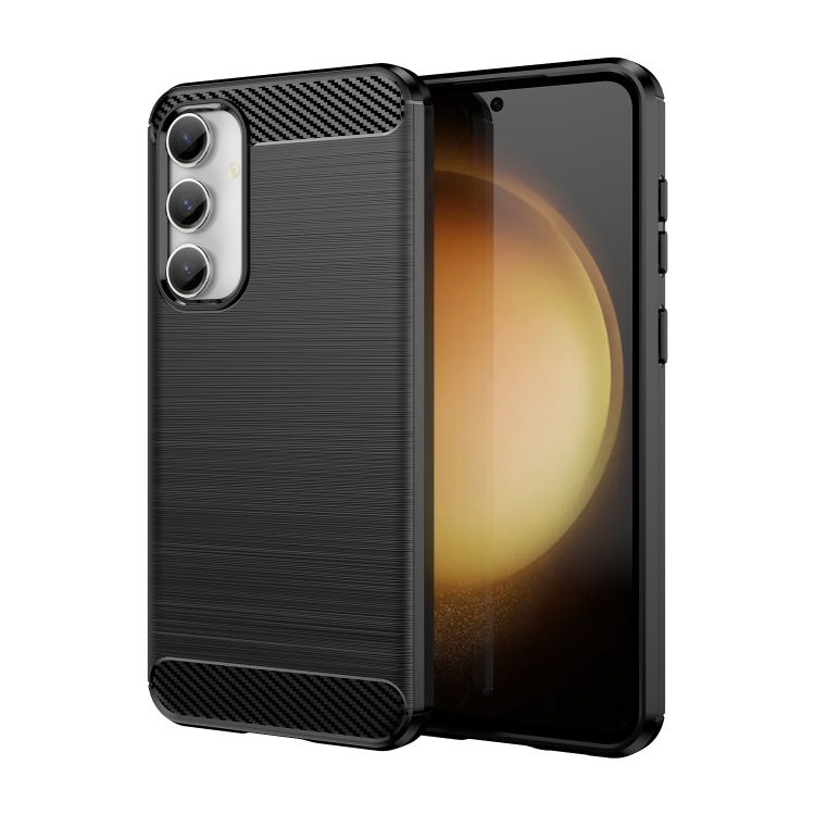 Samsung Galaxy S23 FE Brushed Texture Carbon Fiber TPU Husa(Black)
