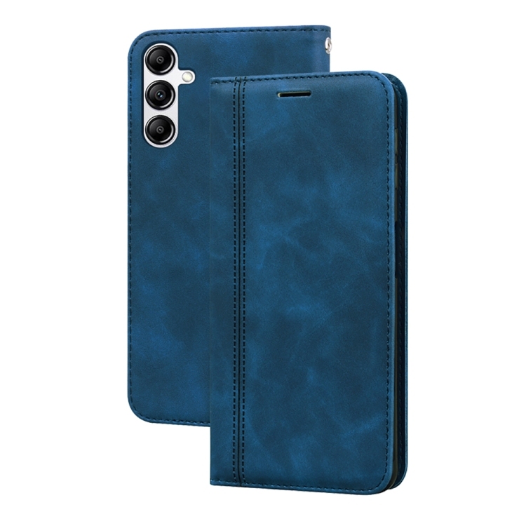 Husa p/u Samsung A14 4G / 5G Frosted Business Magnetic Horizontal Carte PU Phone Case ( Blue)a