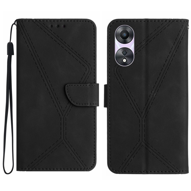 OPPO A78 4G Stitching Embossed Piele Husa(Black)