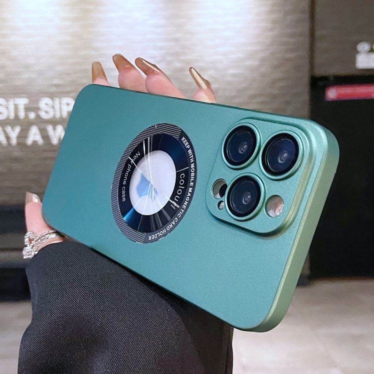 iPhone 13 Pro Electroplating Oil Injection Magsafe Magnetic PC Husa (Green)