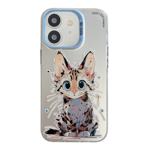 iPhone 11 Animal Pattern Oil Painting Series PC + TPU Husa (Stupid Cat)