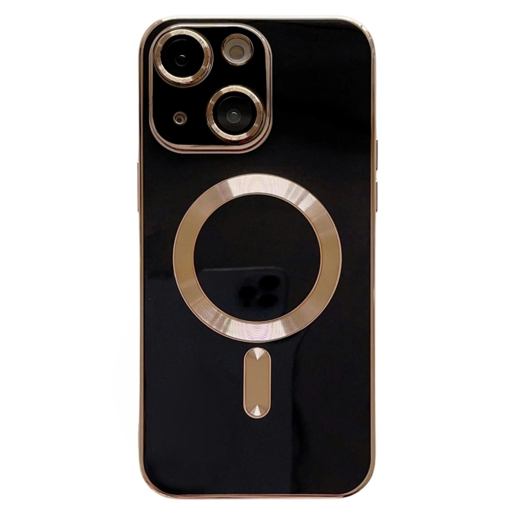 iPhone 15 Plus Magsafe Plating TPU Husawith Lens Film (Black)
