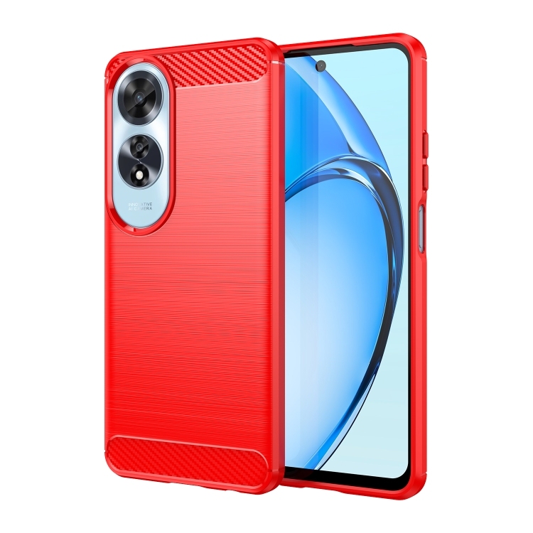 OPPO A60 Carbon Fiber Brushed Texture TPU Phone Husa (Red)