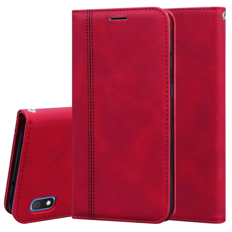 Husa p/u Samsung A10 Frosted Business Magnetic Horizontal Carte PU Piele  ( Red)