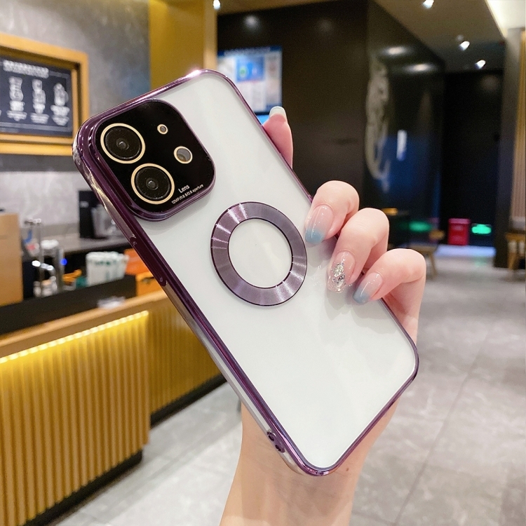 iPhone 11 CD Texture MagSafe Electroplated TPU Husa(Purple)