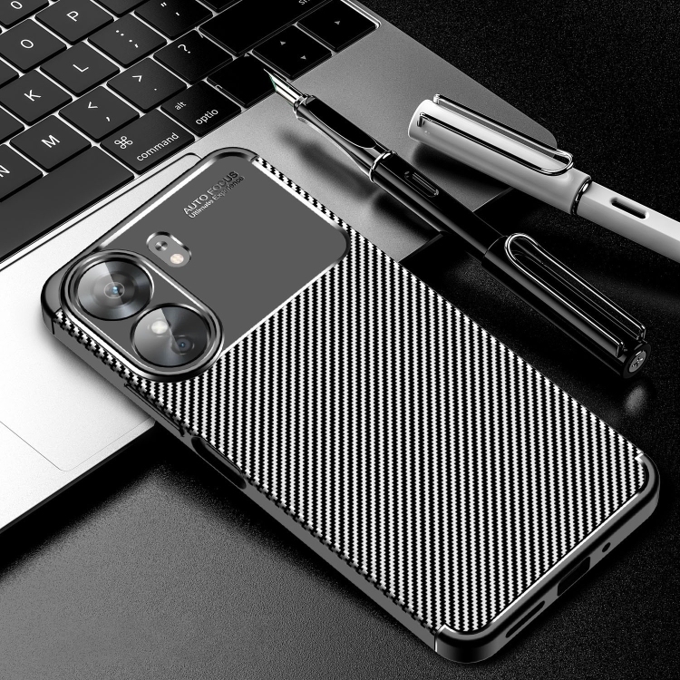 Xiaomi Redmi 13C Carbon Fiber Texture Shockproof TPU Phone Husa (Black)