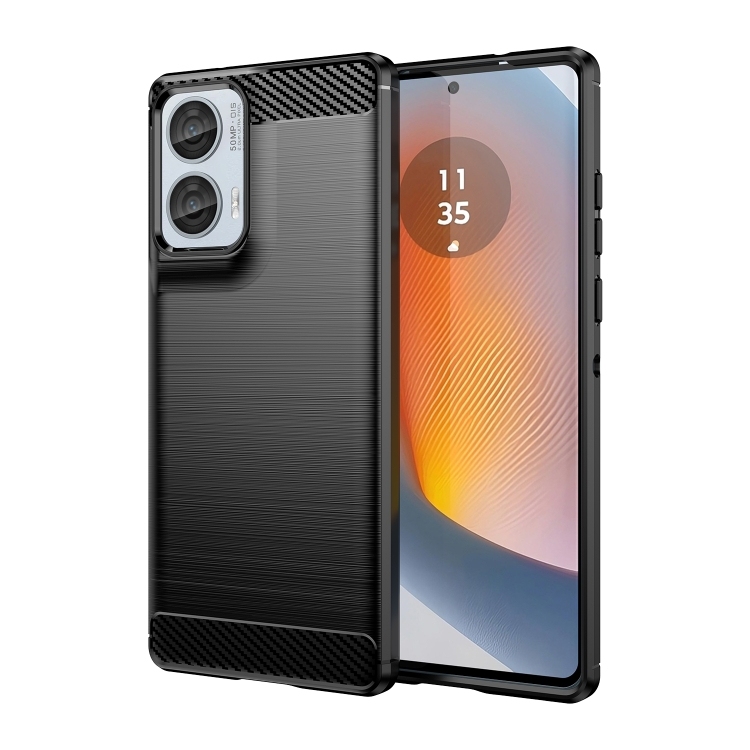 Motorola Moto G85 Carbon Fiber Brushed Texture TPU Phone Husa(Black)