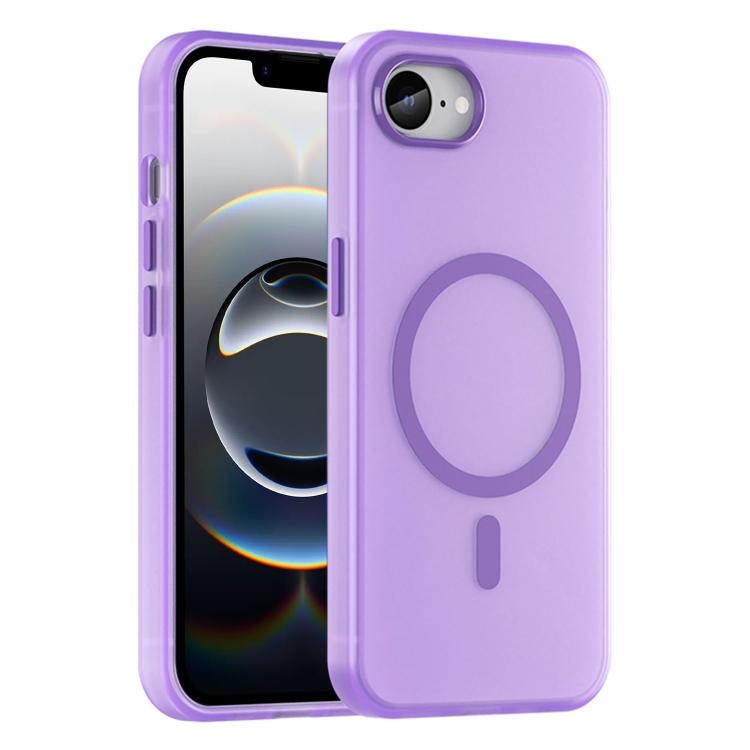 iPhone 16e MagSafe Frosted Translucent TPU + PC Full Coverage Phone Husa (Dark Purple)