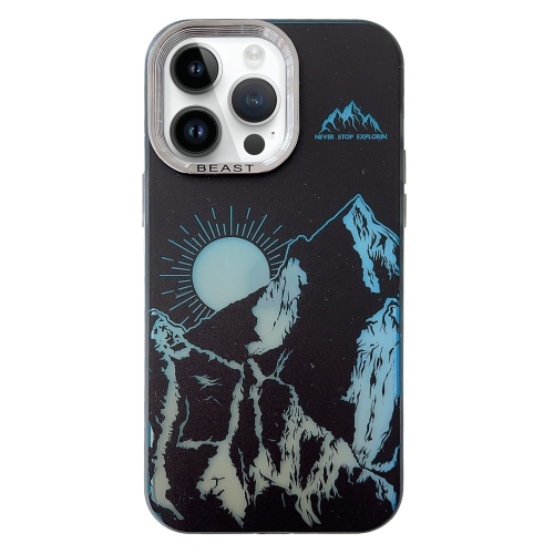 iPhone 14 Pro Max 2 in 1 Aurora Electroplating Frame Husa (Sunrise Black)