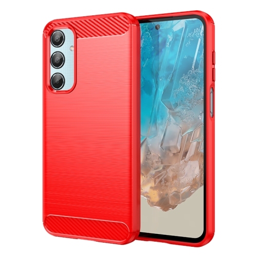 Samsung M35 Carbon Fiber Brushed Texture TPU Husa (Red)