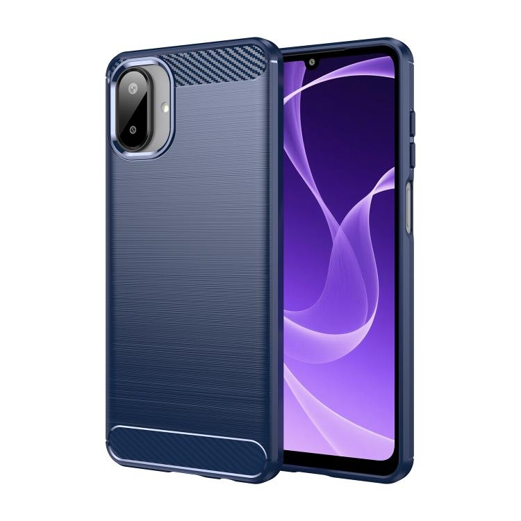 Samsung A07 4G Carbon Fiber Brushed Texture TPU Phone Husa (Blue)