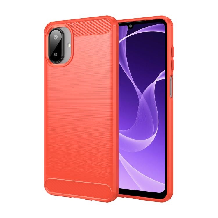 Samsung A07 4G Carbon Fiber Brushed Texture TPU Phone Husa (Red)
