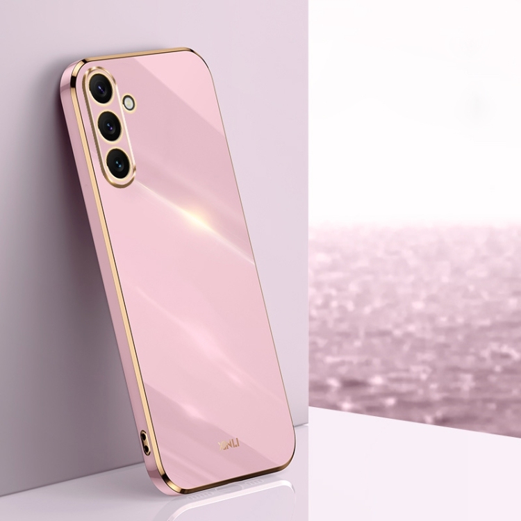 Samsung Galaxy A16 5G XINLI Straight Edge 6D Electroplate TPU Phone Husa (Cherry Purple)