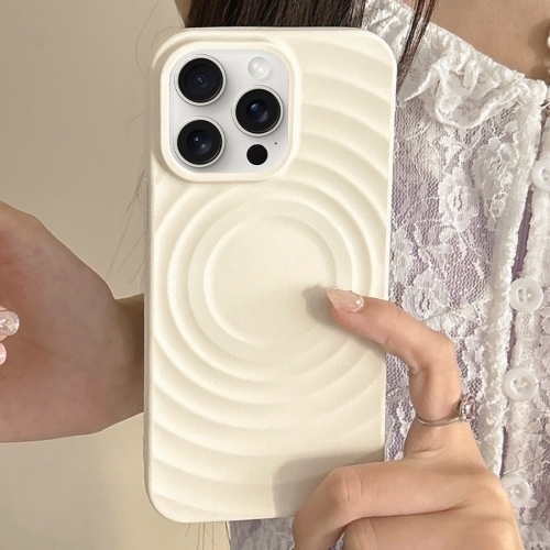 iPhone 16 Pro Max Frosted Wave Texture MagSafe Magnetic TPU Phone Husa (White)