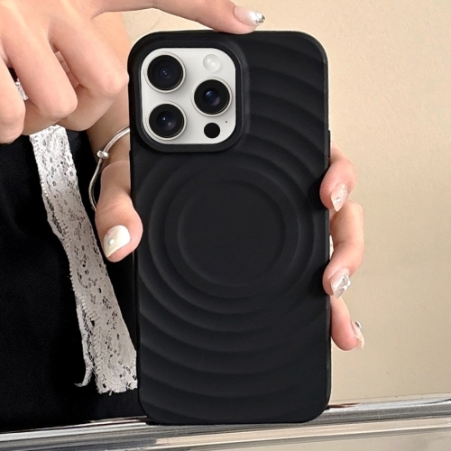 iPhone 16 Pro Max Frosted Wave Texture MagSafe Magnetic TPU Phone Husa (Black)