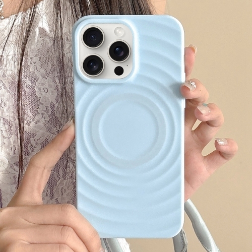 iPhone 16 Pro Max Frosted Wave Texture MagSafe Magnetic TPU Phone Husa (Blue)