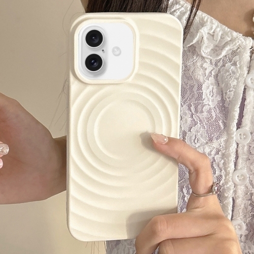 iPhone 16 Frosted Wave Texture MagSafe Magnetic TPU Phone Husa (White)