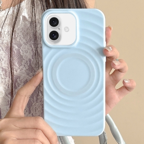iPhone 16 Frosted Wave Texture MagSafe Magnetic TPU Phone Husa (Blue)
