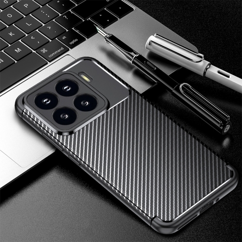 Xiaomi 15 Pro Carbon Fiber Texture Shockproof TPU Phone Husa (Black)